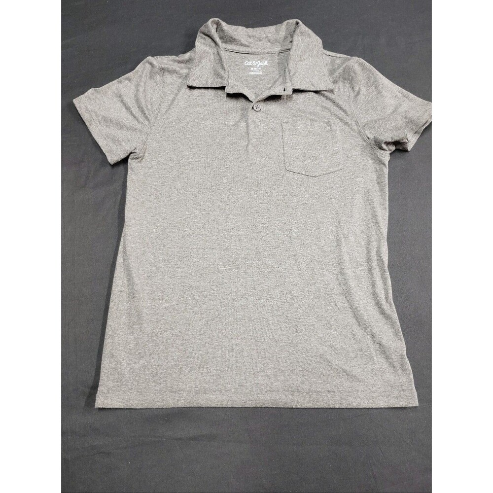 Boys Medium 8/10 Cat & Jack Gray Short Sleeve Polo with Chest Pocket